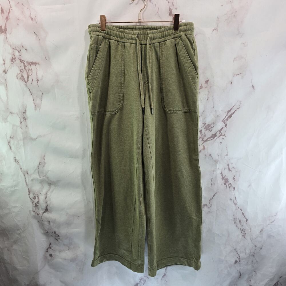 Athleta Pants Womens 4 T Tall Green Farallon Heathered Wide Leg Crop High Rise
